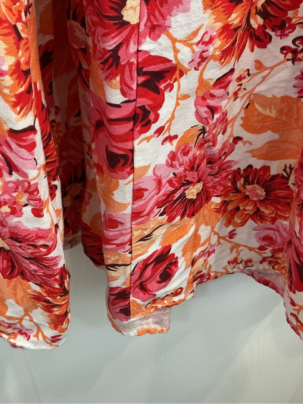 Japna Floral Circle Skirt in Red, Orange & Cream - Picture 4 of 6
